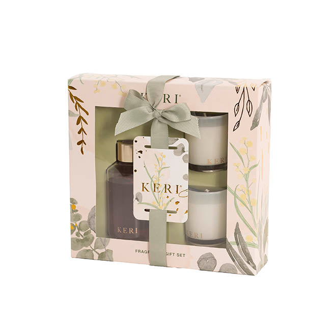 Fragrance Candle & Diffuser Gift Set Vanilla & Peach Blossom