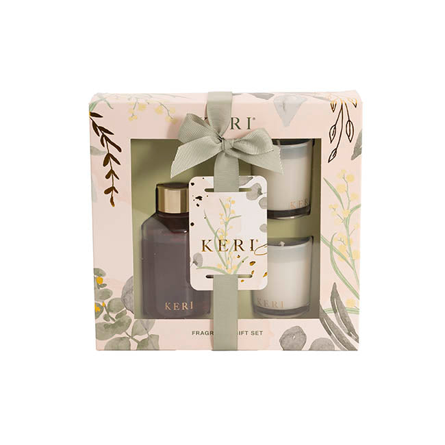Fragrance Candle & Diffuser Gift Set Vanilla & Peach Blossom