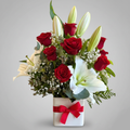 Midnight Romance: Red Roses & White Lilies
