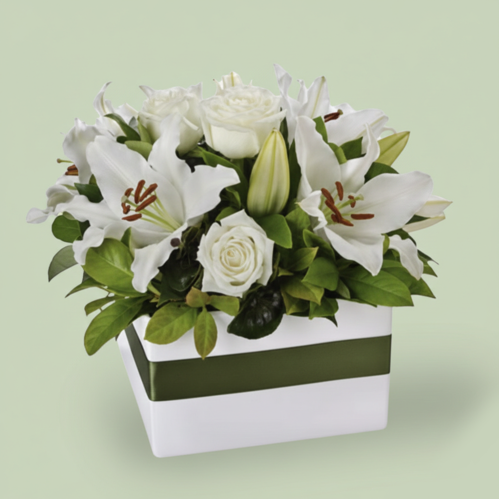 Ivory Garden: White & Green Arrangement
